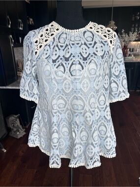HD in Paris Size 4 Lace Peplum Blouse